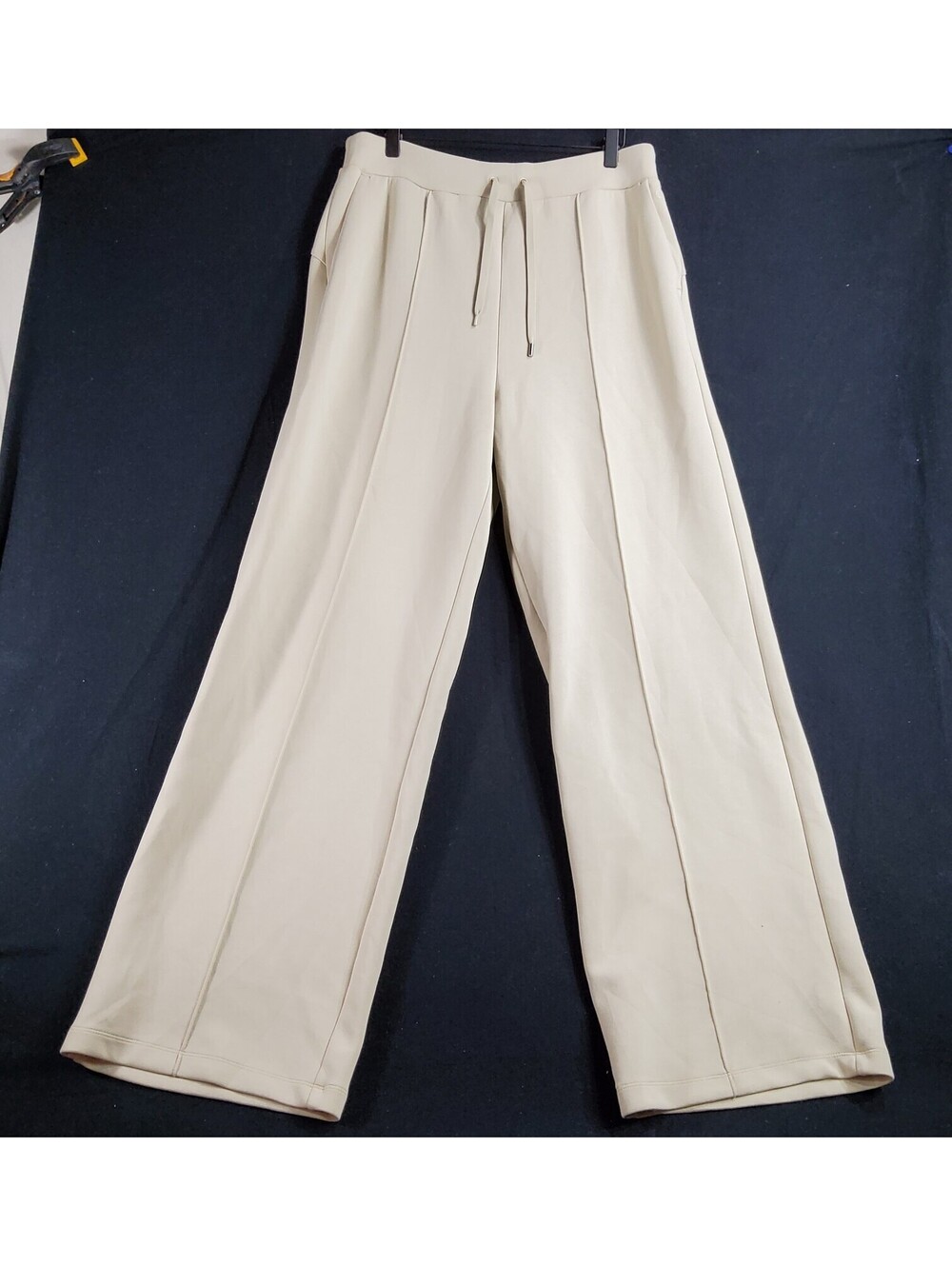 CALIA Soft Scuba Wide Leg Pants High Rise Women's Large Tall Khaki Drawstring